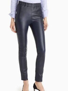 NWT J.Crew Collection Leather Leggings Navy - Size 6